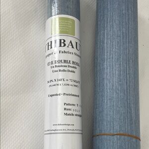 Thibaut Blue Grasscloth Wallpaper double Roll - roll opened